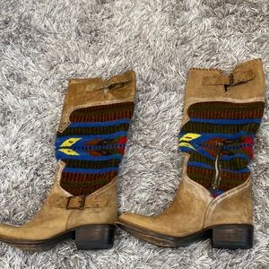 Freebird Aztec leather/fabric boots